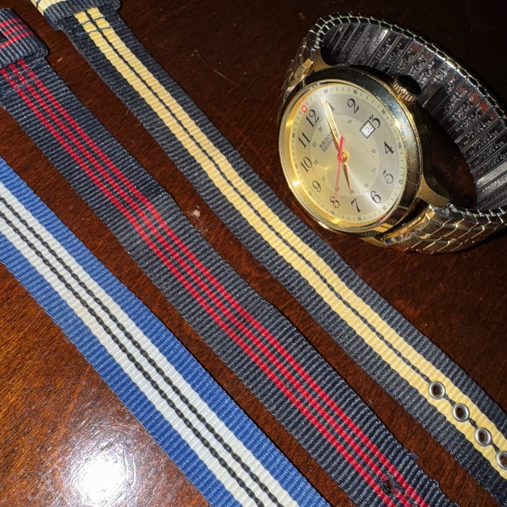 Brooks Brothers Watch with 10K Gold Filled 1940’s Band and Extra Nylon Straps